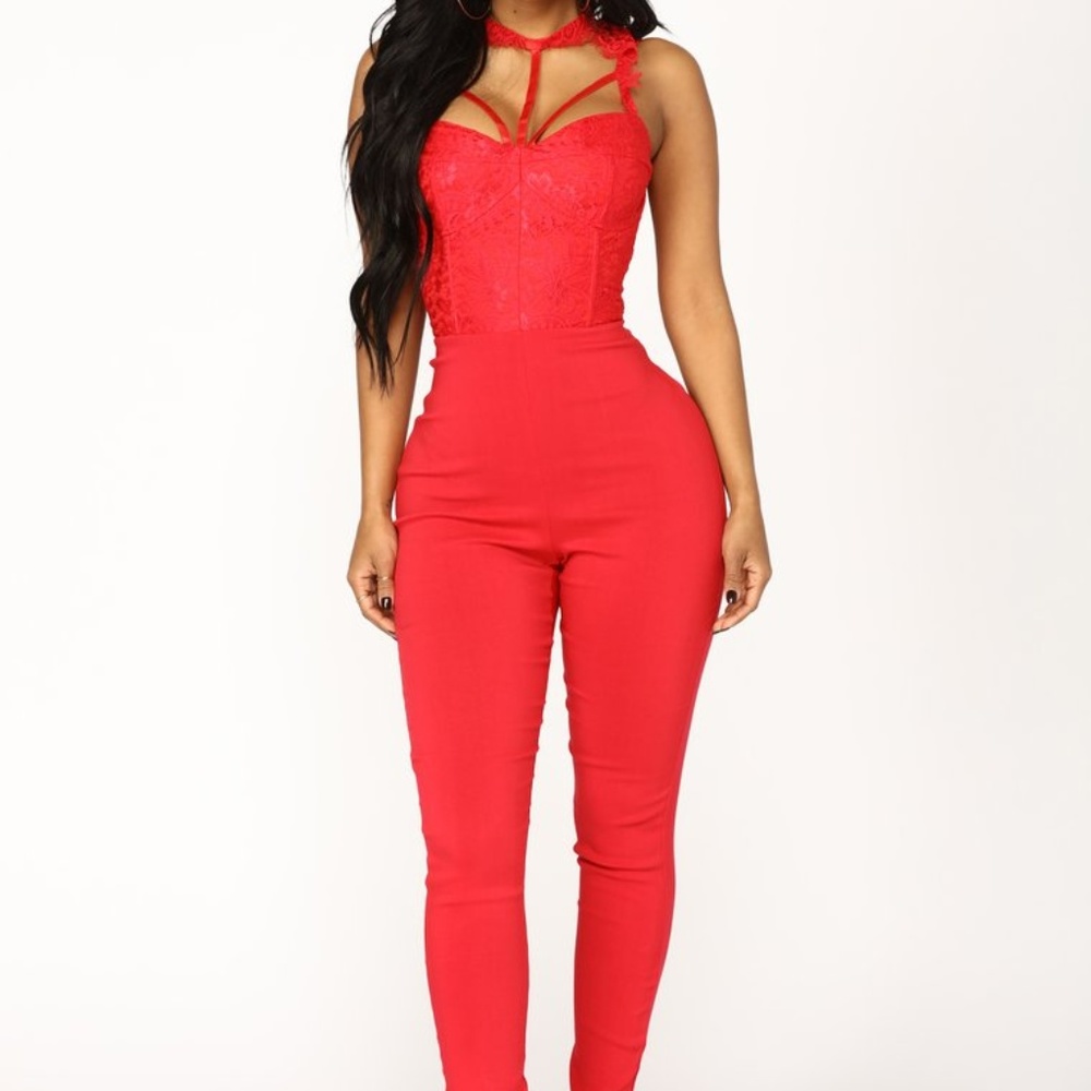 Red Lace Jumpsuit